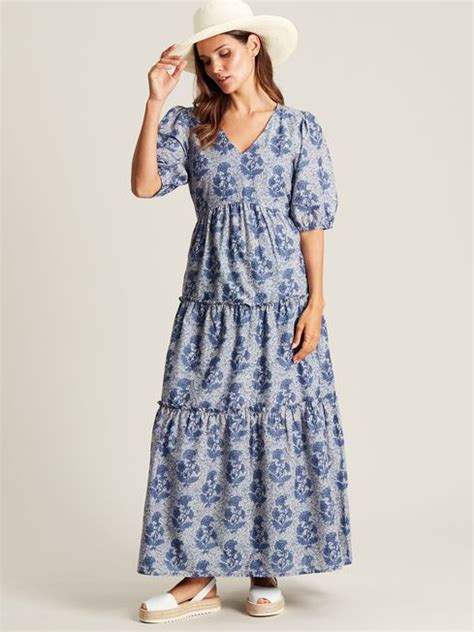 Buy Darcy Light Blue V-Neck Tiered Dress from the Joules online shop