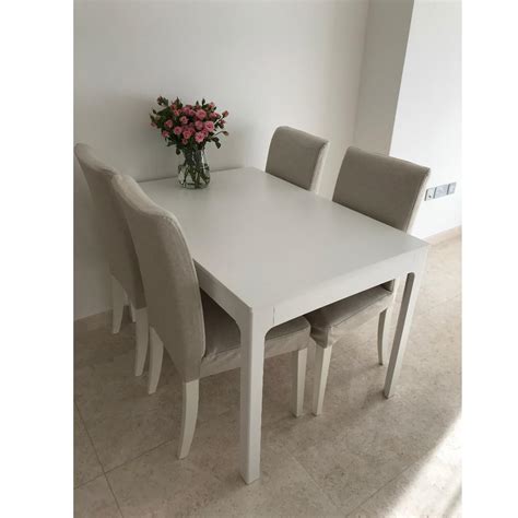 Extendable IKEA table + 4 chairs (white/beige) *Dining set*, Furniture ...