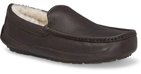 Ugg Australia Ascot Leather Slippers in Brown for Men | Lyst