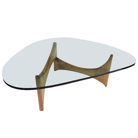 Mid-Century Modern Glass and Wood Coffee Table at 1stDibs