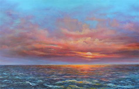 Red Sunset At Sea Painting by Katalin Luczay