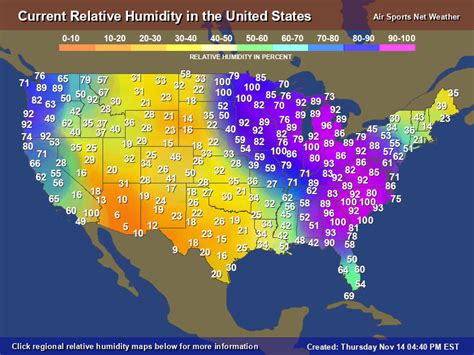 Relative Humidity Map for the United States