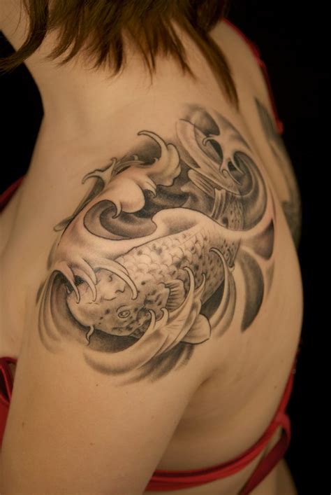 Kurstin's koi | Black and Grey koi fish by Matthew Amey | Independent Tattoo | Flickr