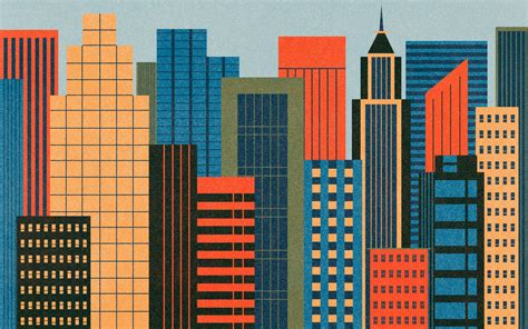 Wallpaper : illustration, digital art, city, cityscape, minimalism, building, symmetry, skyline ...