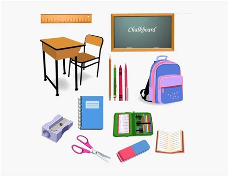 Student School Classroom Object Clip Art - Objects In The School, HD Png Download , Transparent ...