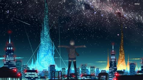 Anime Starry Night Sky Wallpaper Background ~ Monodomo City Wallpaper, Anime Scenery Wallpaper ...