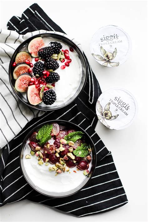 Fall Inspired siggi's yogurt bowls: Roasted Grapes or Pomegranate