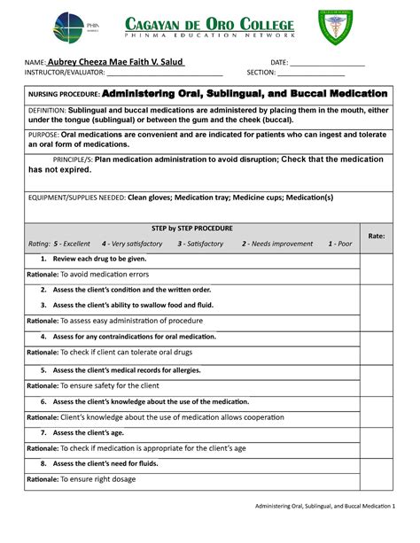 Checklist-Administering-Oral-Sublingual-and-Buccal-Medication - NAME: Aubrey Cheeza Mae Faith V ...