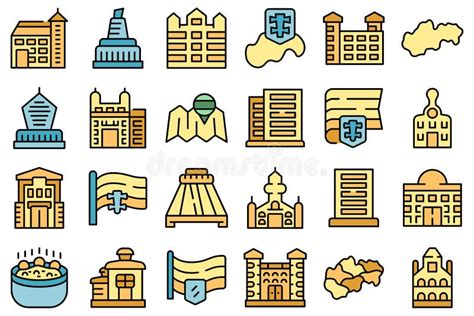 Slovakia Icons Set Vector Flat Stock Vector - Illustration of rower ...