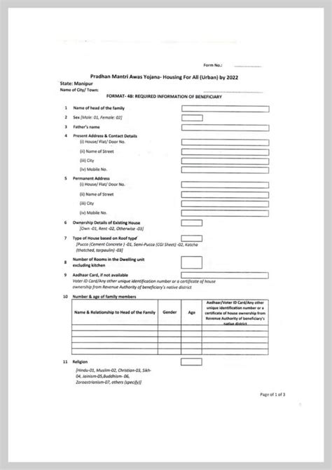 Pradhan Mantri Awas Yojana Form PDF Download pmaymis.gov.in