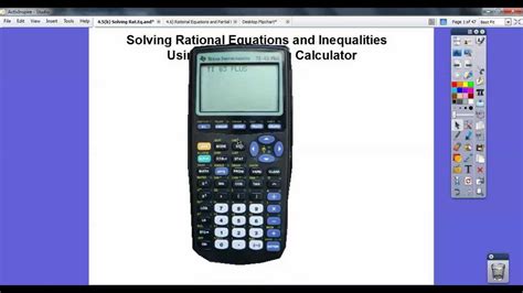 Solving Rational Equations and Inequalities Using a Graphing Calculator ...