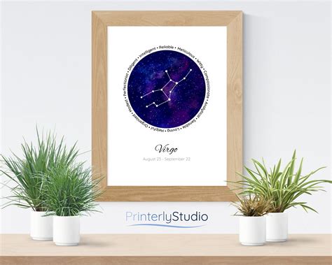 Virgo Constellation Print, Printable Art, Wall Art, Digital Prints, Virgo Zodiac, Home Decor ...