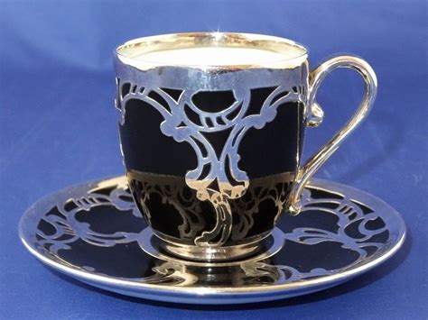 ROSENTHAL Black/Sterling Silver Overlay COFFEE CUP / DEMITASSE & SAUCER | Coffee cups, Tea cups ...