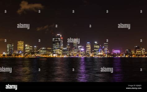 Perth City Skyline at Night Stock Photo - Alamy