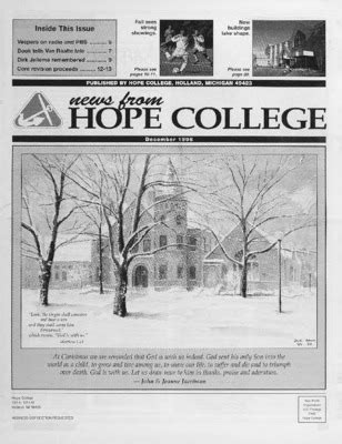 "News from Hope College, Volume 28.3: December, 1996" by Hope College