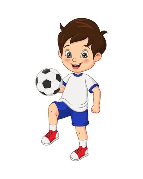 Niño de dibujos animados jugando al fútb... | Premium Vector #Freepik # ...