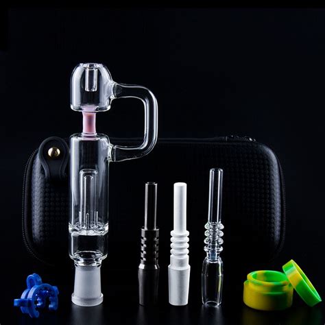 2021 DHL Free Portable Dab Straw Kit Glass Hand Pipe With 14 Titanium Quartz Tip Spill Proof ...