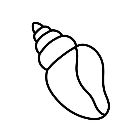 Vector black and white seashell. Outline seashell. Summer outline ...