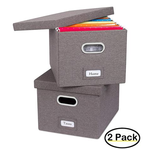 Internet's Best Collapsible File Storage Organizer, Decorative Linen Filing & Storage Office Box ...