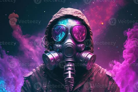 A man wearing gas mask in space 22456158 Stock Photo at Vecteezy