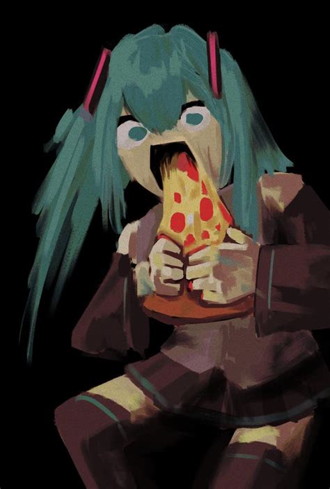 Hatsune Miku Devouring a Pizza Slice | Saturn Devouring His Son | Know Your Meme