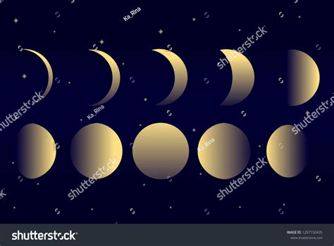 Phases Moon Against Night Sky Stock Vector (Royalty Free) 1297150435