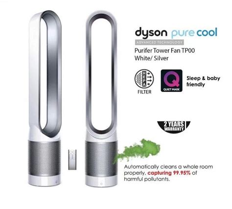 DYSON AIR PURIFIER FAN Pure Cool Tower TPOO (White/silver), Furniture ...