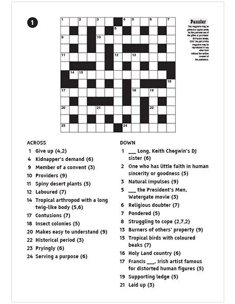 Large Print Crosswords Printable Puzzles | Puzzler®