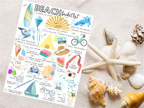 Printable Beach Bucket List Beach To-do List - Etsy