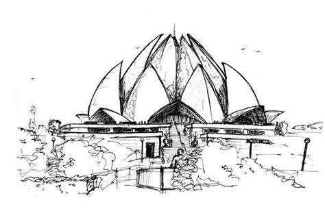 Lotus Temple Sketch at PaintingValley.com | Explore collection of Lotus Temple Sketch