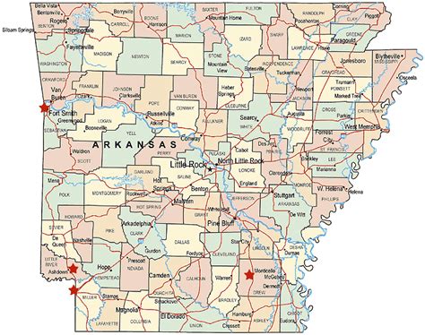 Arkansas Map With Counties And Cities - Living Room Design 2020