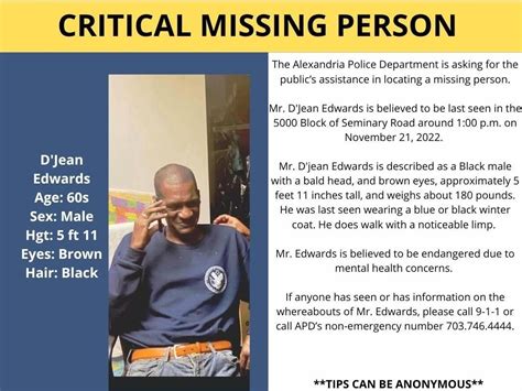 Senior Alert Issued For Critical Missing Man In Alexandria | West End ...