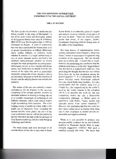 (PDF) The Two Brothers as Folktale: Constructing the Social Context, JSSEA 14 (1994, published ...