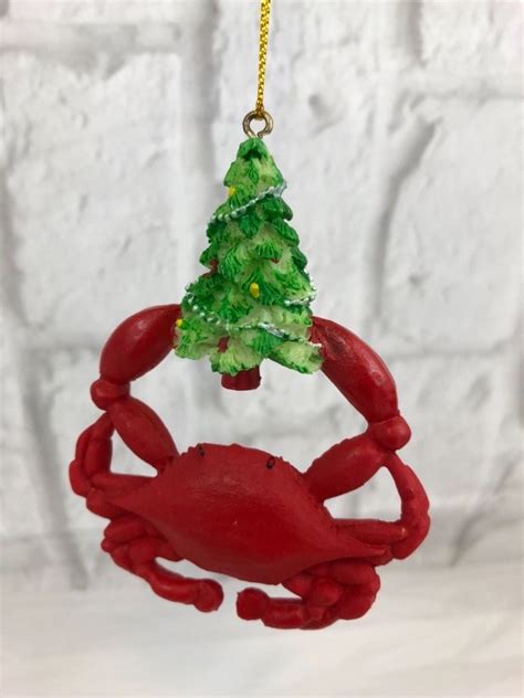 Beachcombers Red Crab Holding Christmas Tree Resin Ornament New Collectible | eBay | Christmas ...