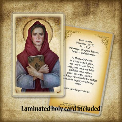 St. Amelia Plaque & Holy Card Gift Set - Portraits of Saints