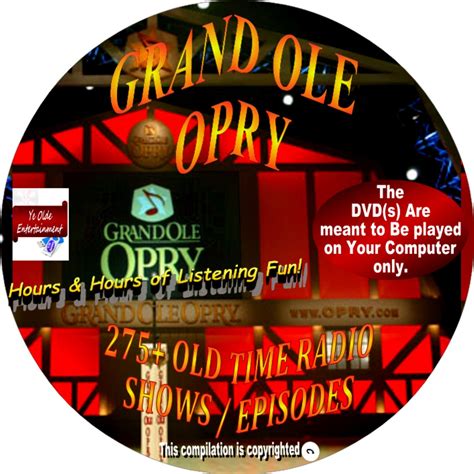 GRAND OLE OPRY Old Time Radio Show-220 Hours-275 Episodes-mp3 | Etsy