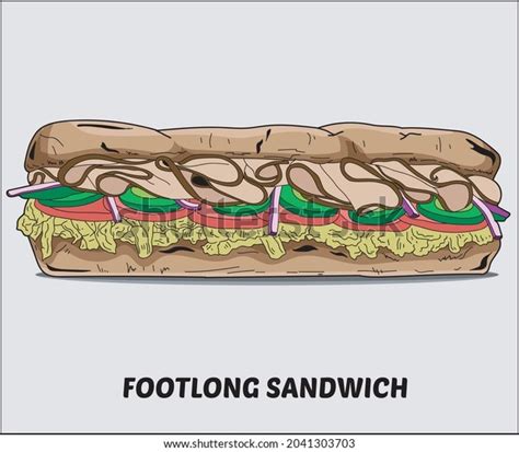 Footlong Sandwich Vector Illustration Bread Ham Stock Vector (Royalty ...