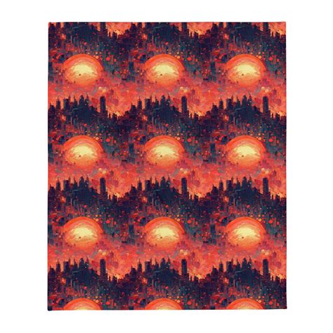 Fiery Dawn - Red/Black - Throw Blanket - CyberPunk.Art