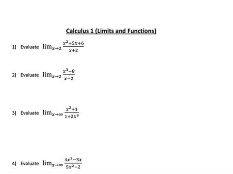 Calculus worksheet - limits and functions | Teaching Resources