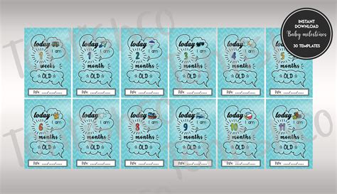 30 Baby Milestone Cards Baby Cards Doodle Style Baby - Etsy