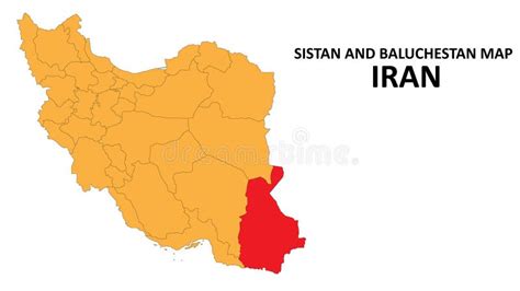 Sistan and Baluchestan Map Highlighted on the Iran Map with Detailed State and Region Outlines ...