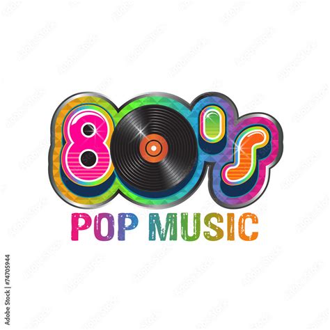 80s pop music vinyl disc logo Stock Vector | Adobe Stock