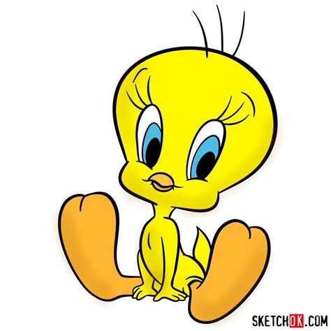 0 (0) Step-by-step drawing guide of Tweety Bird From: Looney Tunes and Merrie Melodies; Steps ...