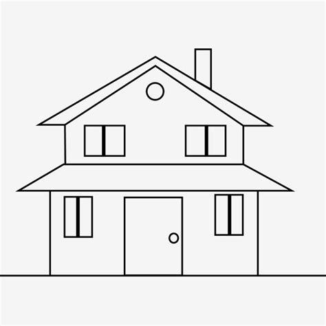 Stick Figure Vector PNG Images, Simple Black Line House Stick Figure ...