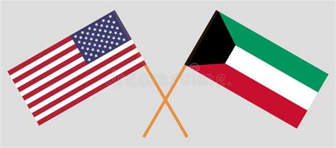 Kuwait and USA. Kuwaiti and American Flags. Official Colors. Correct ...