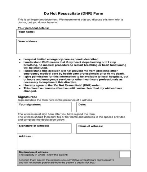 Printable Do Not Resuscitate Form | TUTORE.ORG - Master of Documents