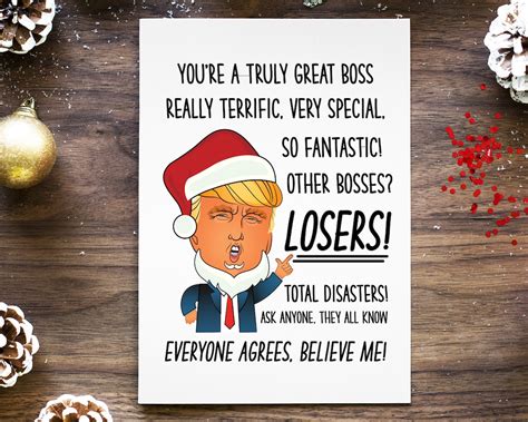 Boss Christmas Card, Funny Trump Christmas Card, Xmas Holiday Greeting ...