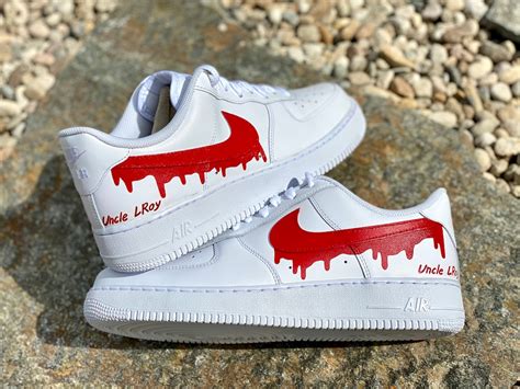 Custom Red Nike Drip Air Force Ones Custom AF1 Custom | Etsy