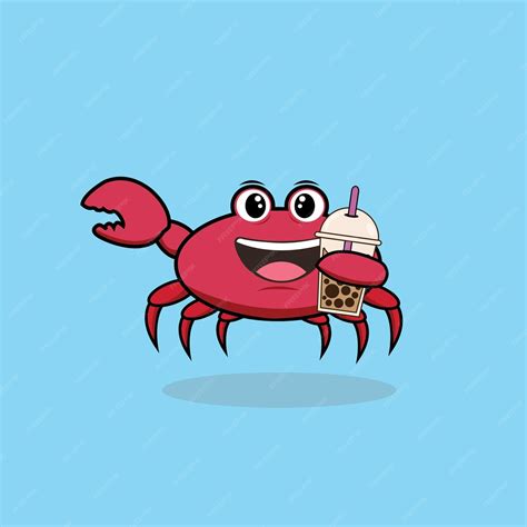 Premium Vector | Crab cute drink boba icon design