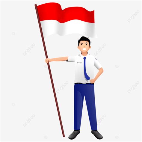 Anak Smp Memegang Tongkat Bendera Merah Putih, Anak Sekolah, Bendera ...